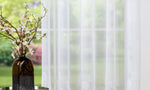 FOGLIA white floral sheer Custom Made Curtains