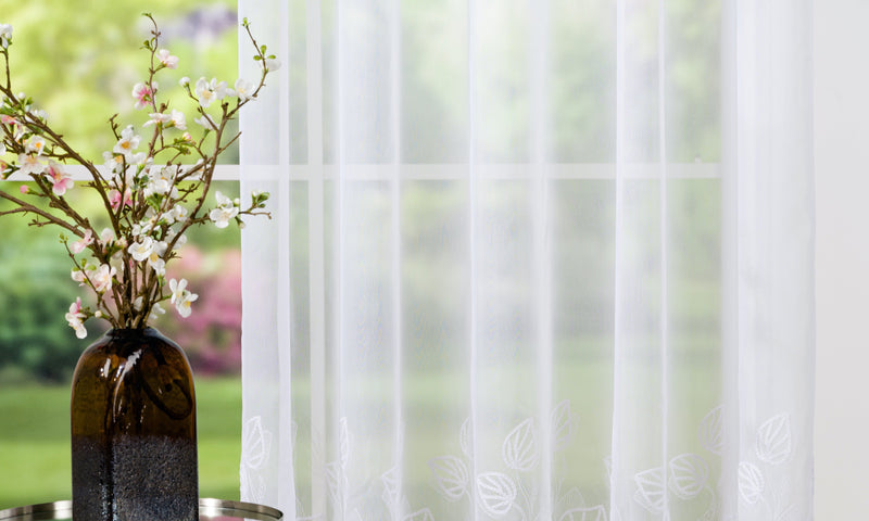 FOGLIA white floral sheer Custom Made Curtains