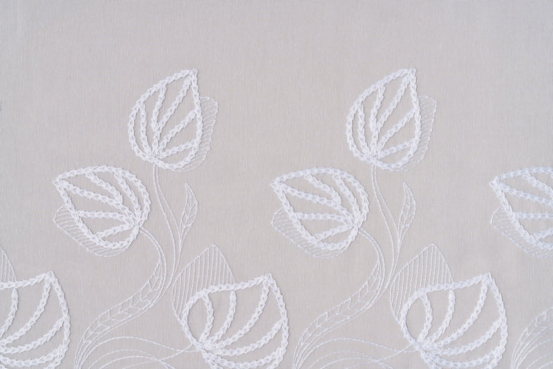 FOGLIA white floral sheer Custom Made Curtains