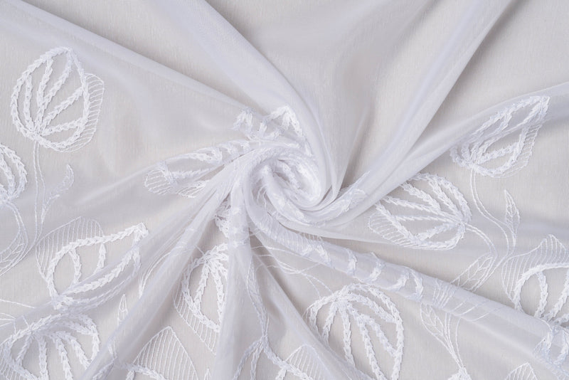 FOGLIA white floral sheer Custom Made Curtains