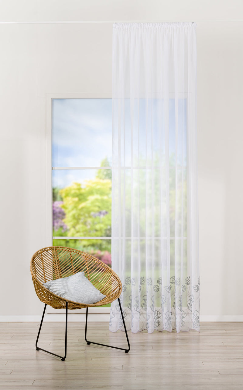 FOGLIA turquoise floral sheer Custom Made Curtains