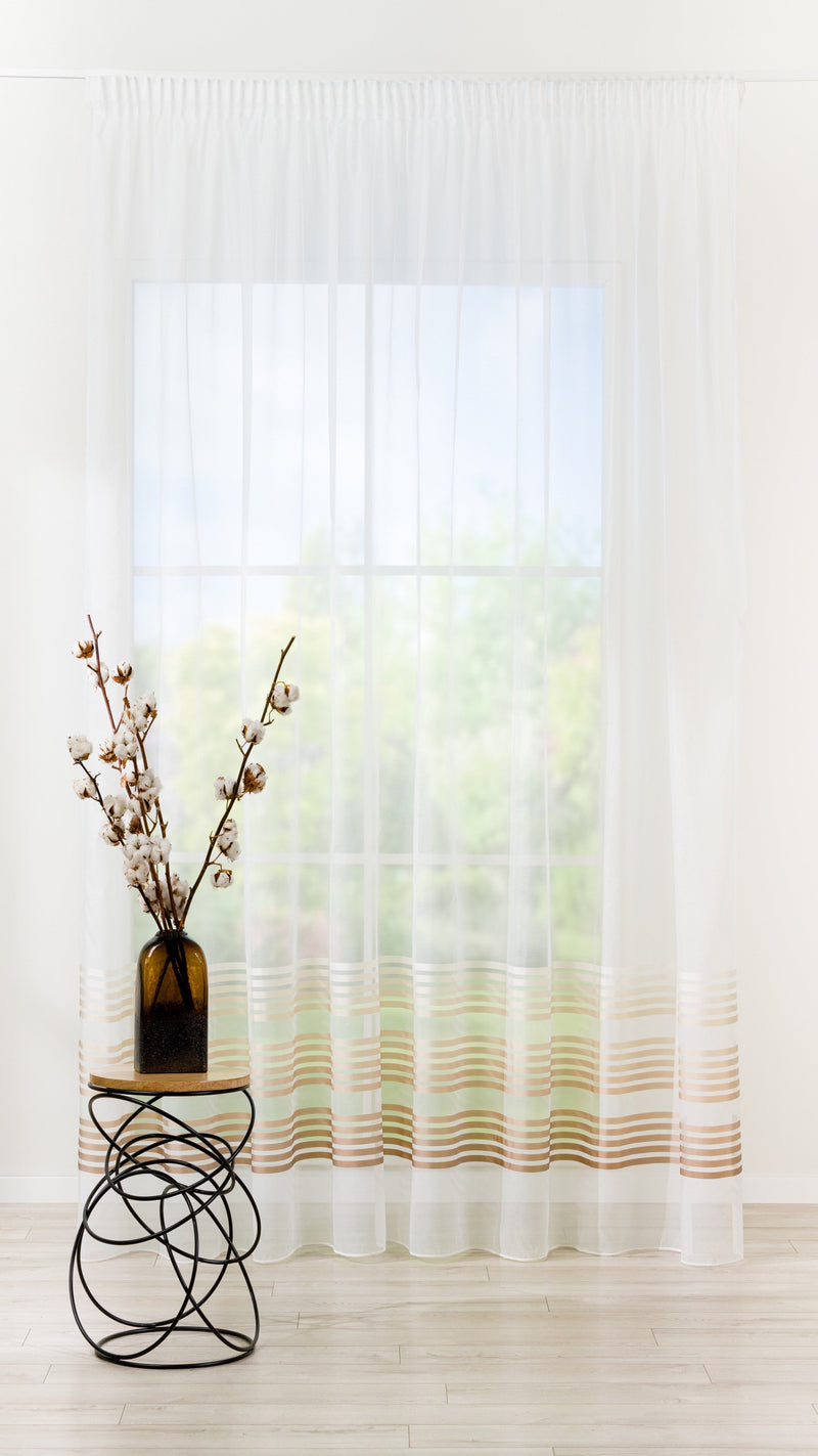 GALIA beige-brown sheer Custom Made Curtains