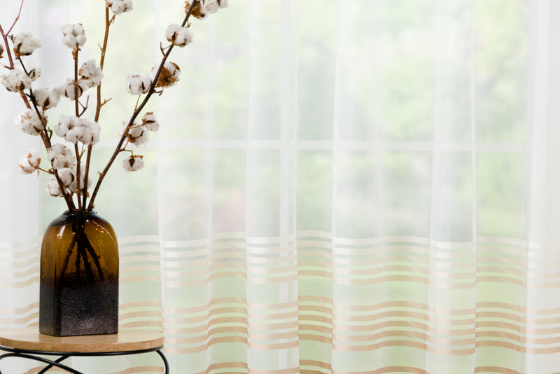 GALIA beige-brown sheer Custom Made Curtains