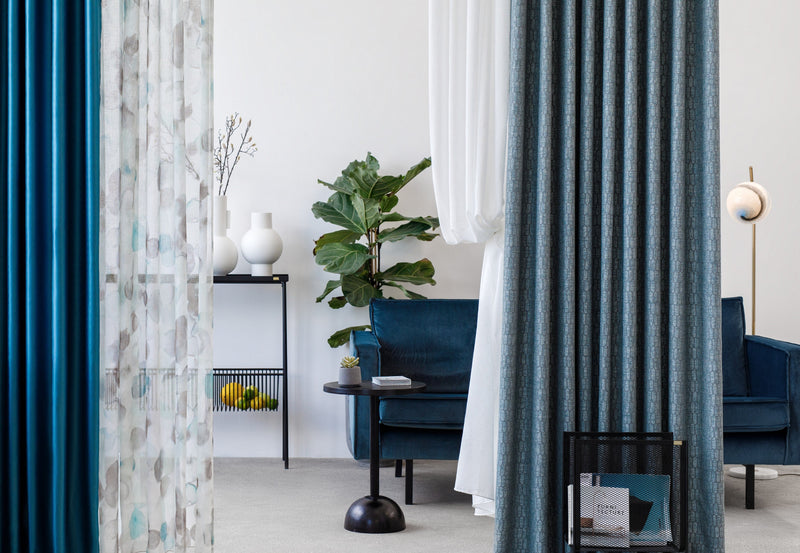 GENTIANA green Custom Made Curtains - Sheer