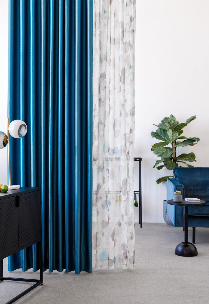 GENTIANA green Custom Made Curtains - Sheer