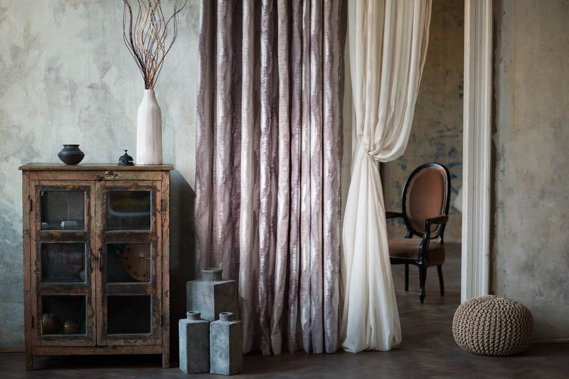 IMPERIA White/ grey Custom Made Curtains - sheer