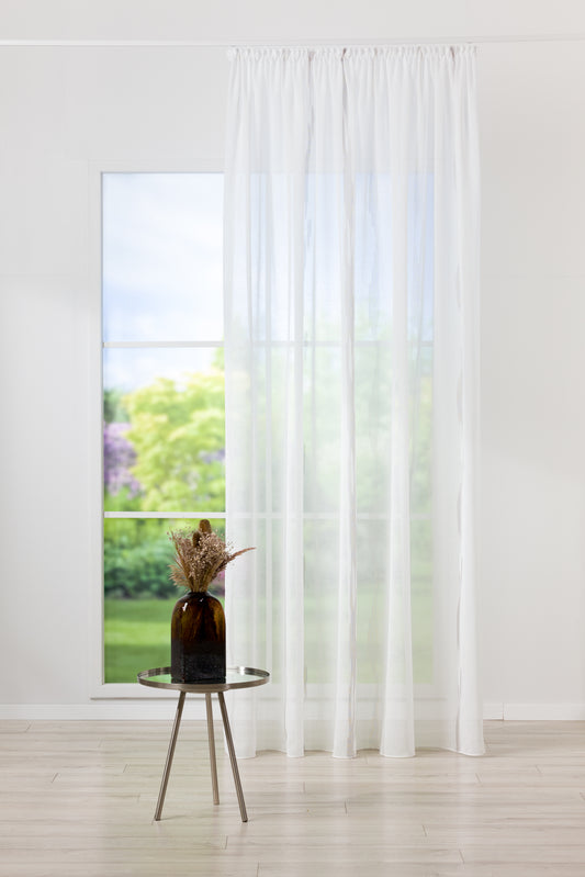 IMPERIA White/ grey Custom Made Curtains - sheer