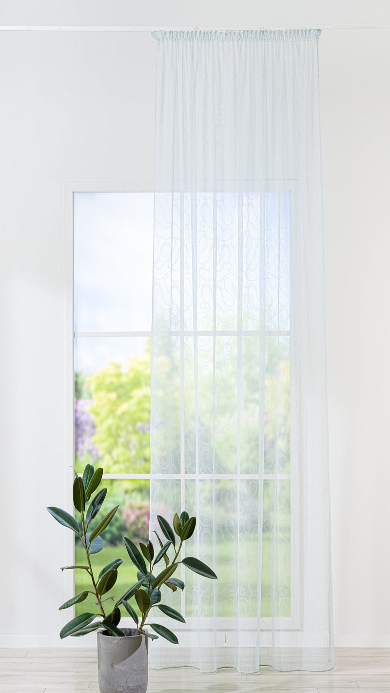 LEAF turquoise sheer Custom Made Curtains