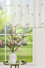 AGATA White purple floral Custom Made Curtains - sheer