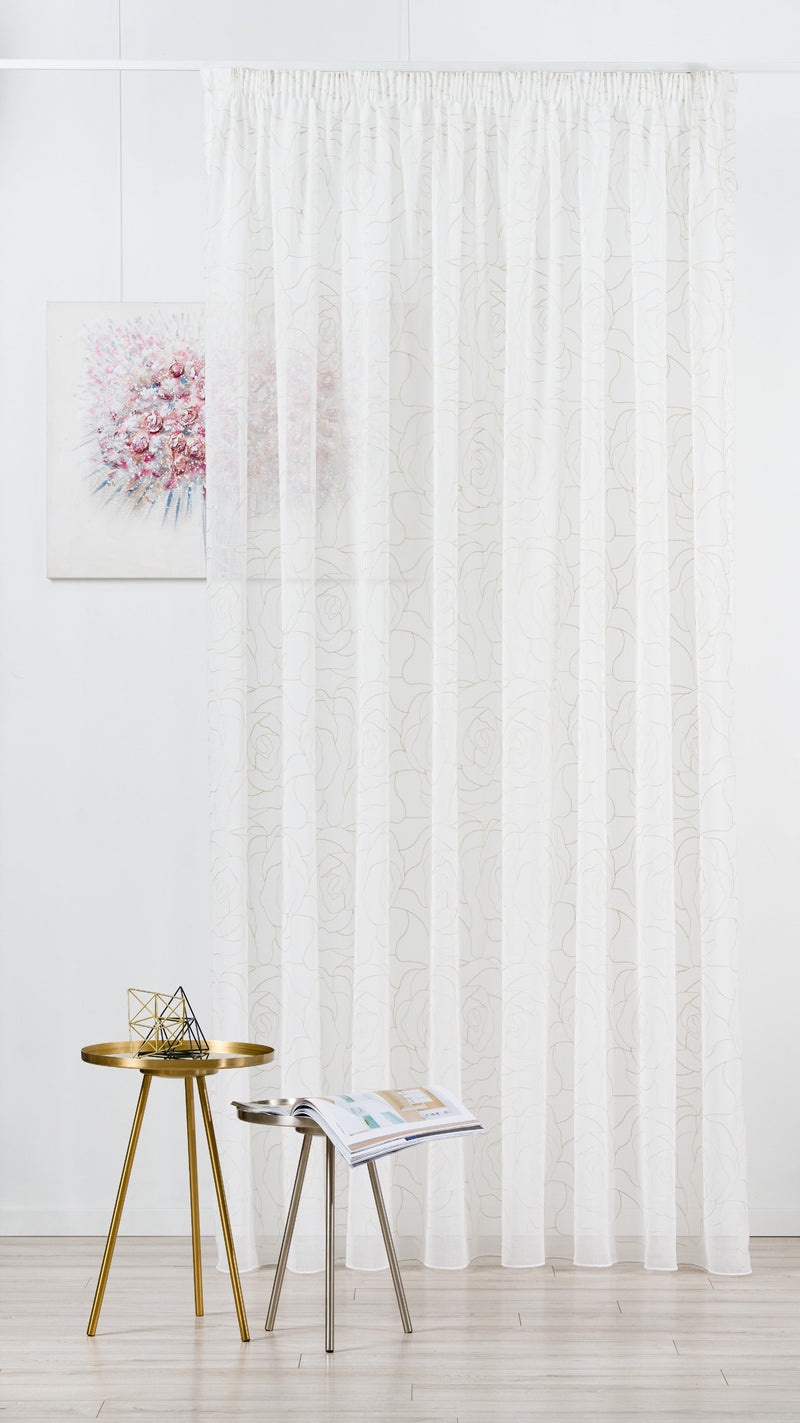 AMANDA Cream floral Custom Made Curtains - sheer