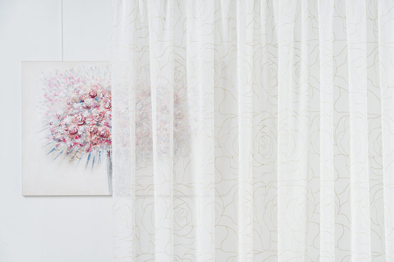 AMANDA Cream floral Custom Made Curtains - sheer