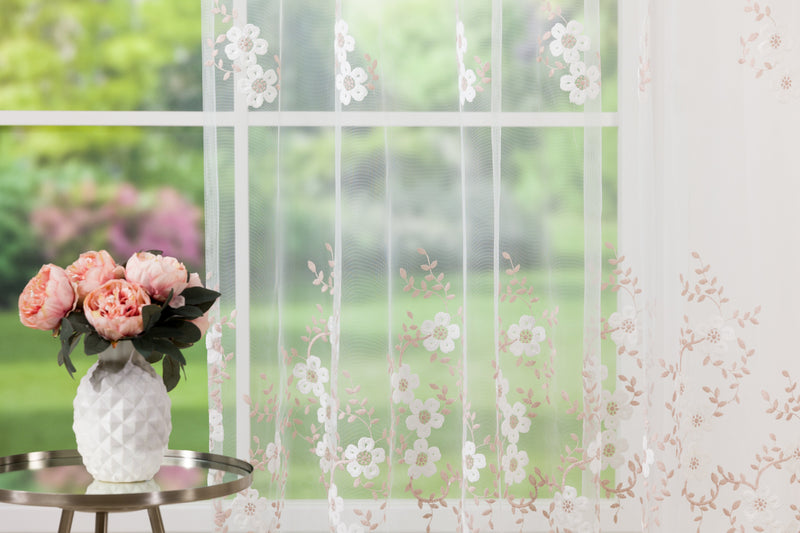 FLORIA Pink Custom Made Curtains - sheer