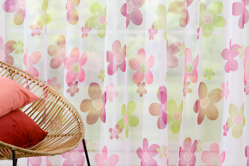 SILAN Purple floral Custom Made Curtains - sheer
