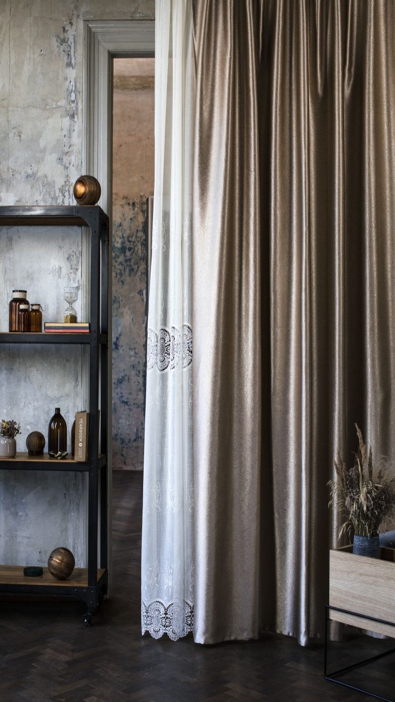 Seaforth beige, gold Custom Made Curtains