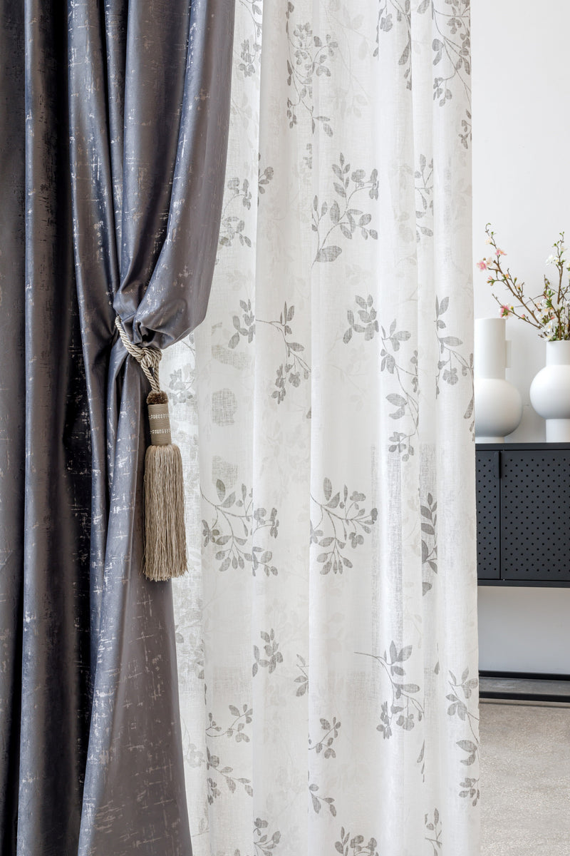 Roseville grey velvet custom made curtains