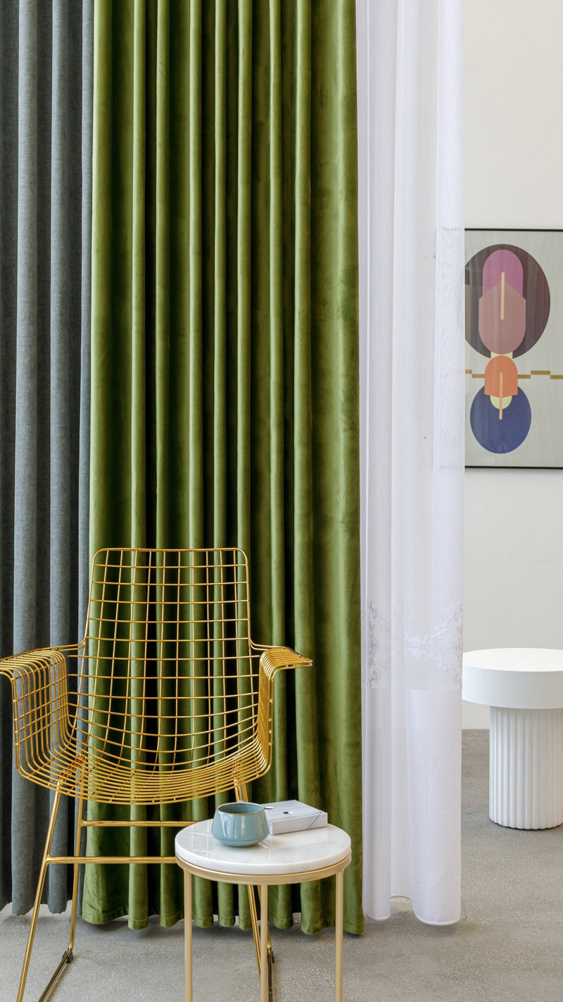 Collaroy Green velvet Custom Made Curtains