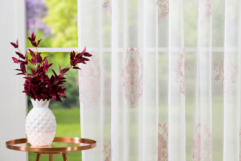 AYMARA Pink Floral Custom Made Curtains - sheer