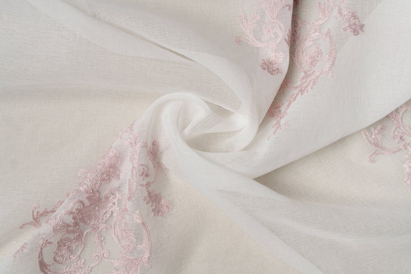 AYMARA Pink Floral Custom Made Curtains - sheer