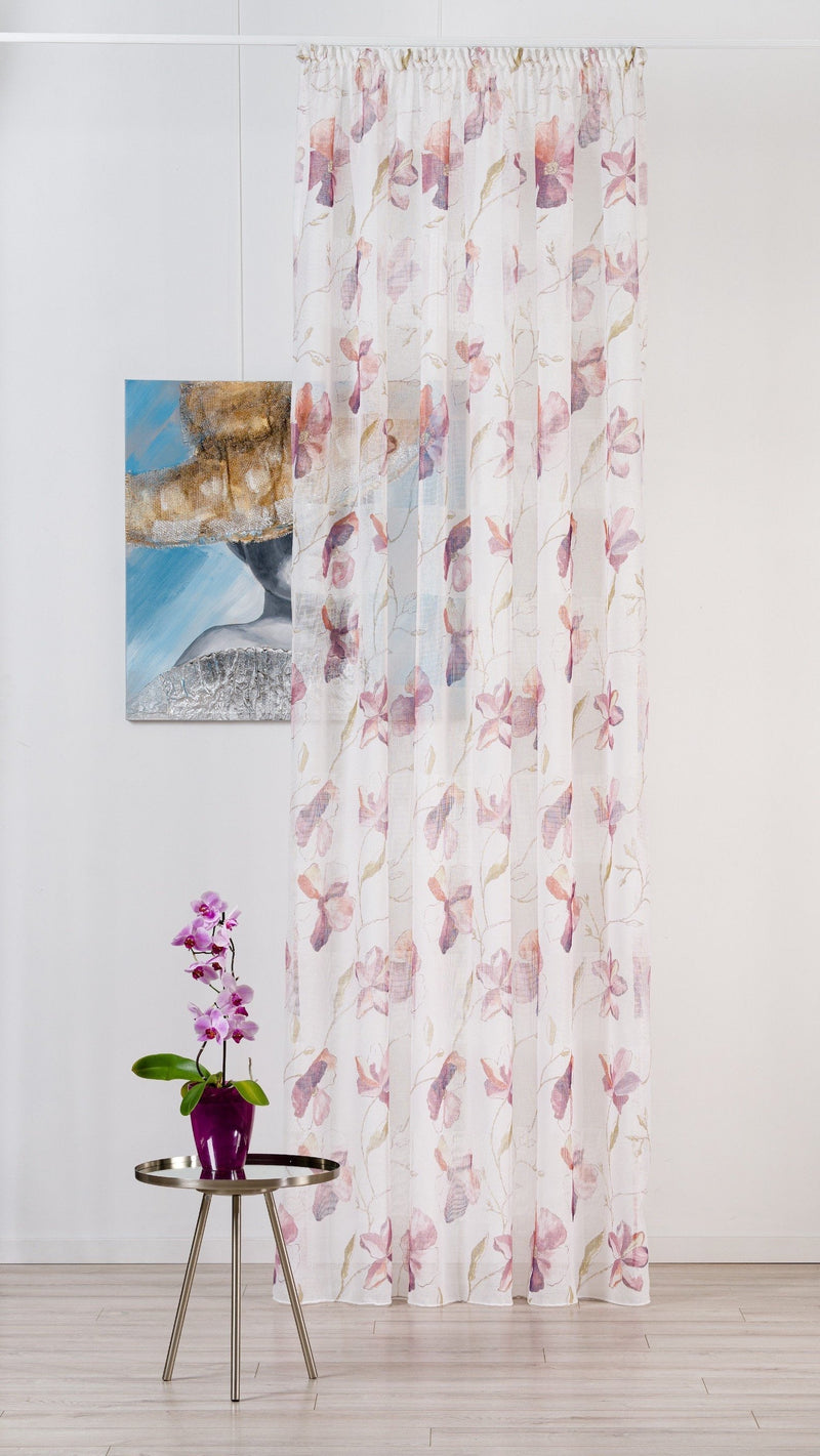 PATRICIA Purple floral Custom Made Curtains - sheer