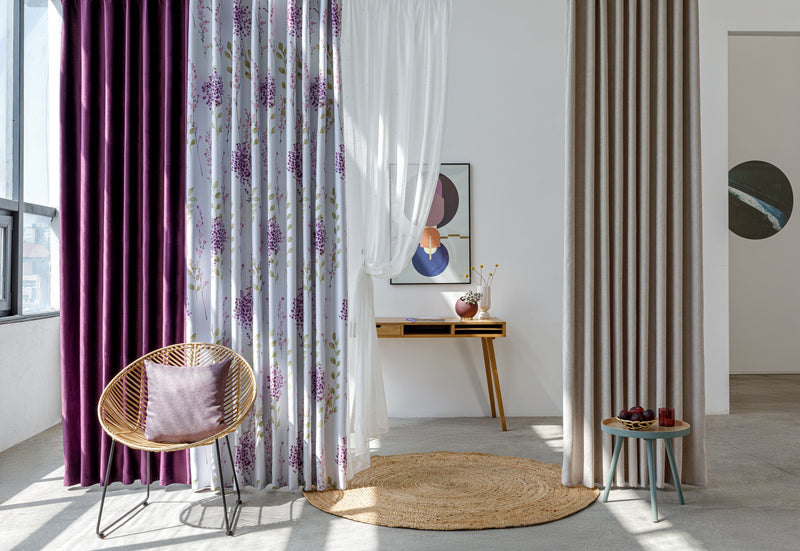 TAHITI purple floral Custom Made Curtains